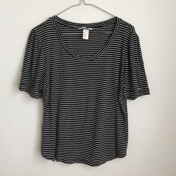 H&M Tops - H&M Striped Basic Scoopneck